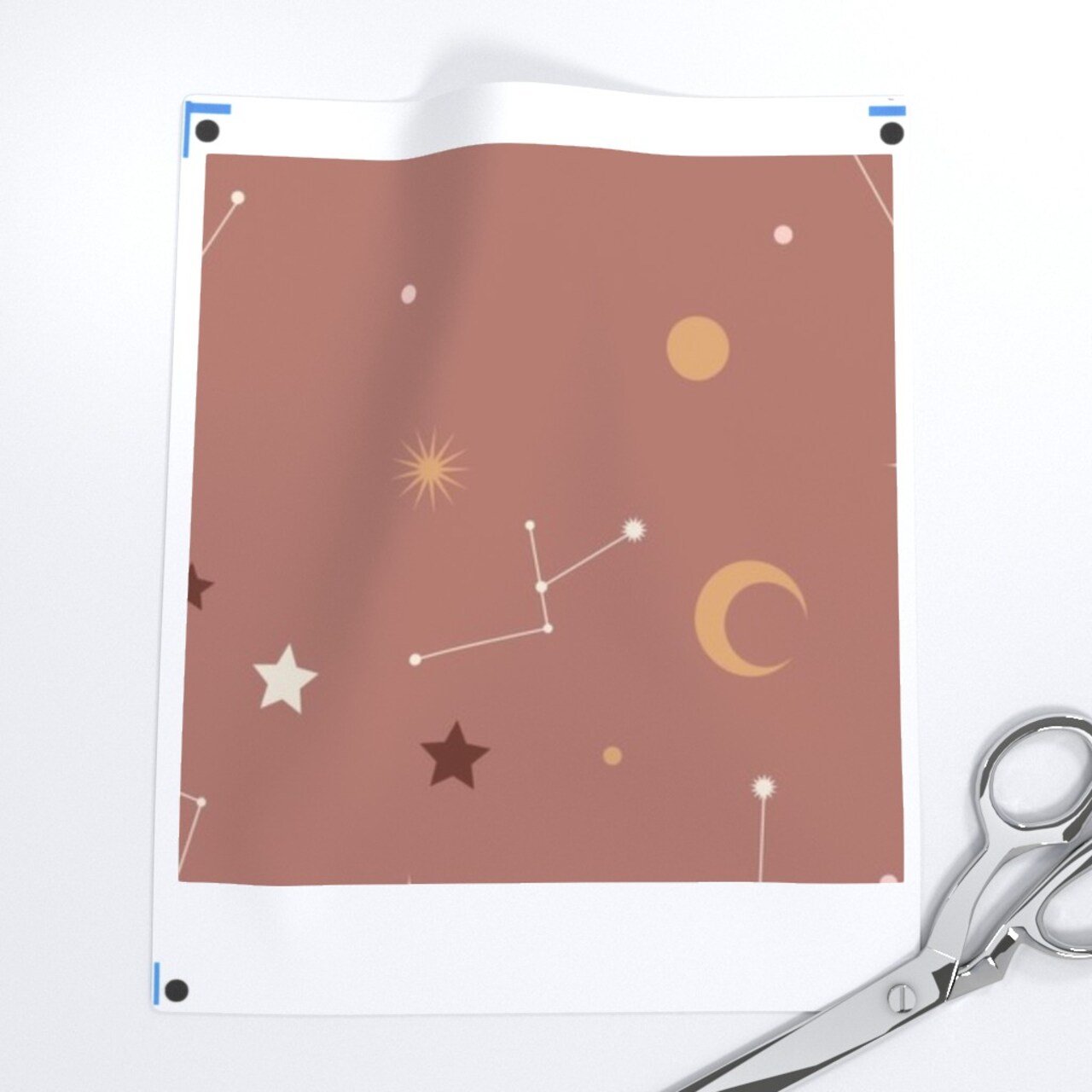 Brown Stars Sky Constellations Space Moon Boho Astronomy Whimsical Medium Scale Custom Printed Fabric by Spoonflower Various Fabrics by the Yard or Fat Quarter